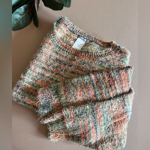 Striped Fuzzy Brushed Knit Sweater